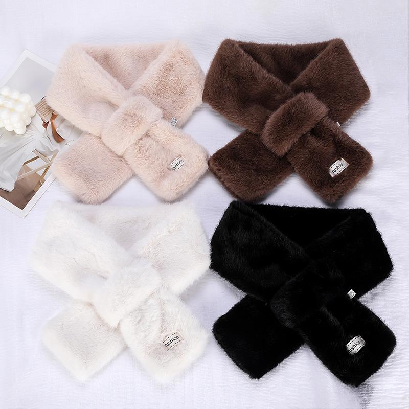 Korean Style Plush Faux Fur Snood: High-End, Thickened Luxury Scarf for Winter