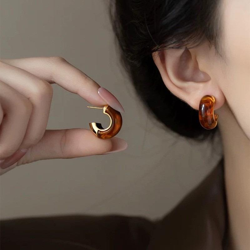 Retro Hong Kong Style Earrings Women's Light Luxury High-end Sense Niche Autumn and Winter Earrings Earrings