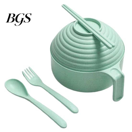 Salad Bowl 1 Set Multi-use Noodle Food Grade Heat-resistant Rice with Lid And Tableware Kitchen Student Dormitory Use Soup