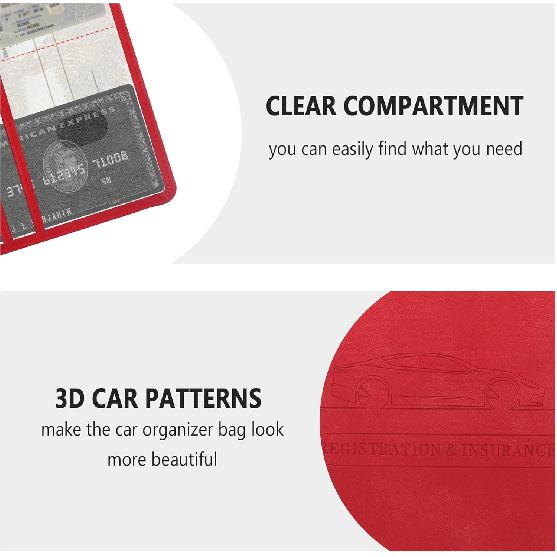 Car Registration And Urance Holder,PU Leather Car Glove Box Organizer Car Document Holder For ID,Driver'S License,Universal Car Organizer Car