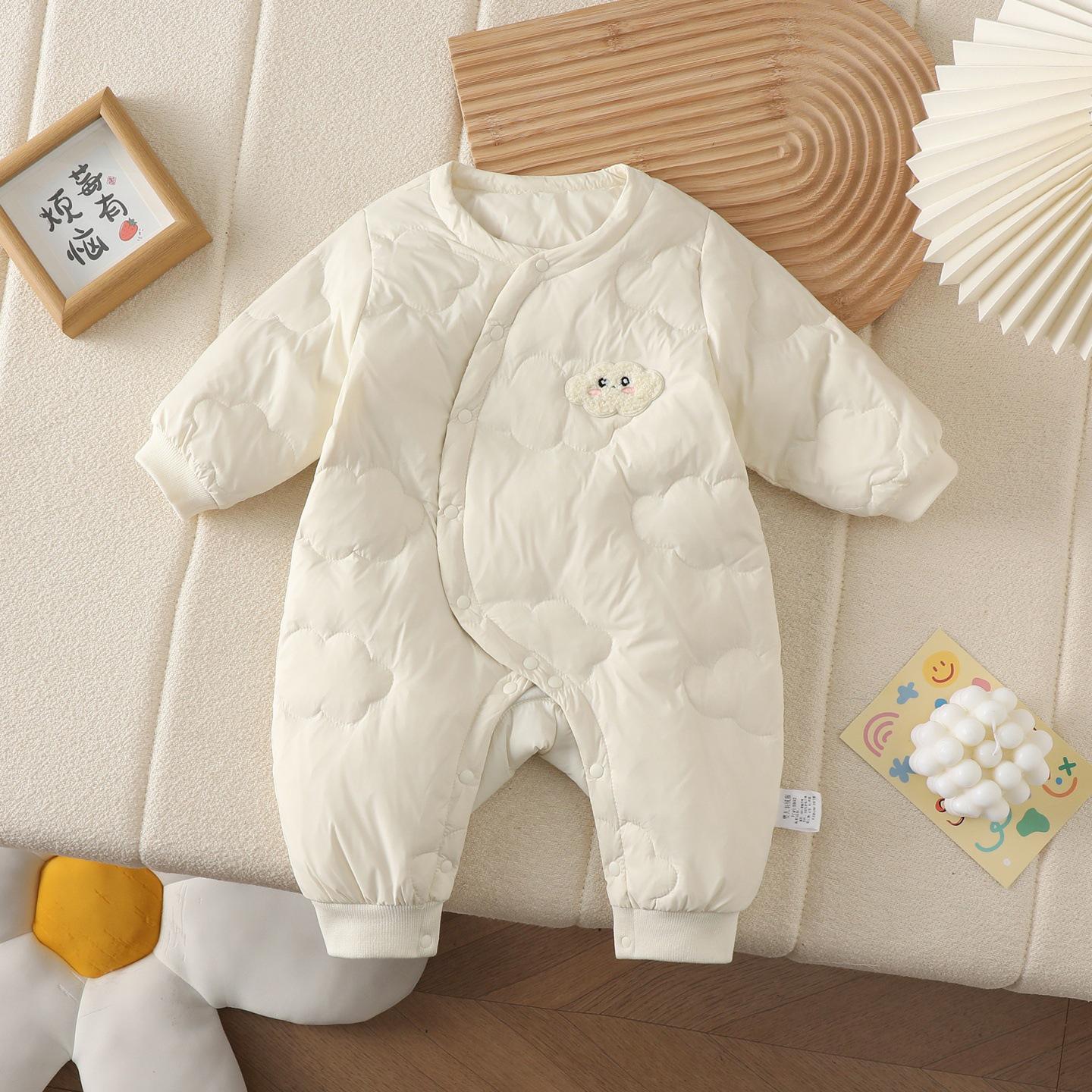 Red Baby Down Romper - Autumn/Winter White Duck Down Jumpsuit for Outings and Formal Occasions 59cm