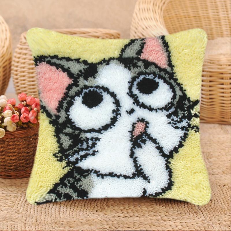 Cartoon Animal Latch Hook Rug Kits Pillows Smyrna Package Carpet Embroidery Latch Hook Kit DIY Cross Stitch Pillow Knooppakket