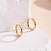 2.6MM Vintage Metal Pattern Hoop Earrings for Woman Girl,Stainless Steel Texture Earring Loop,Korean Temperament Jewelry