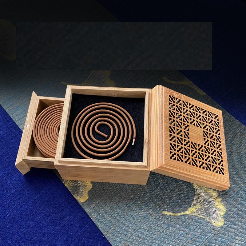 Bamboo Incense Burner Two Layers Home Studio Incense Storage Box Burner