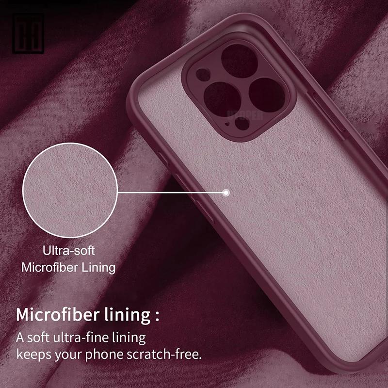 Luxury Silicone Antiskid Phone Case For iPhone 16 15 14 13 11 12 Pro Max 16 Plus Shockproof Full Lens Protection Cover