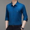 Men Long Sleeve Turn Down Collar Business Casual Wrinkle Free Shirt