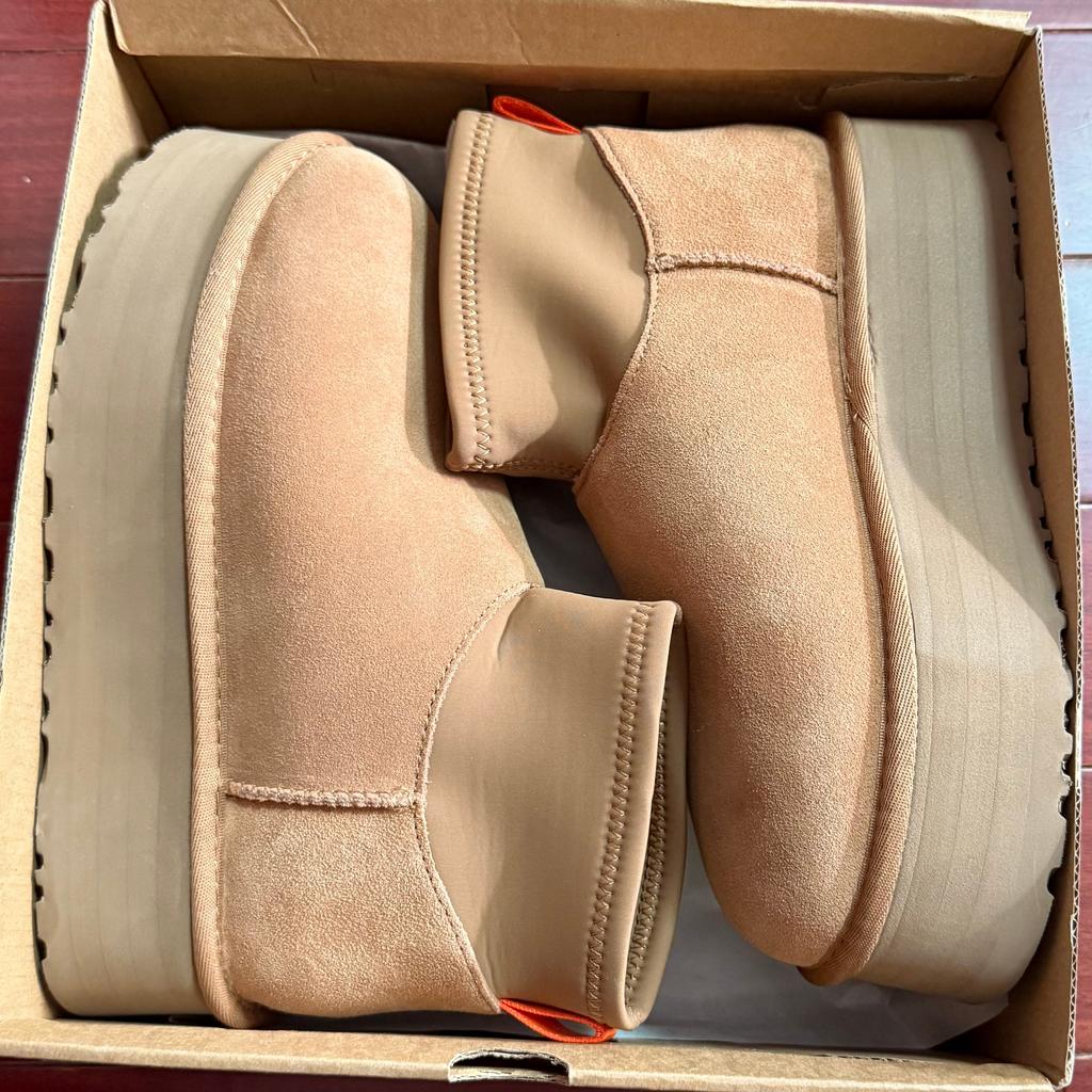 Classic Women Sheepskin Leather Ultra Mini 5CM Platform Snow Boots Lady Natural Wool Fur Thick Sole Winter Warm High Heels Shoes