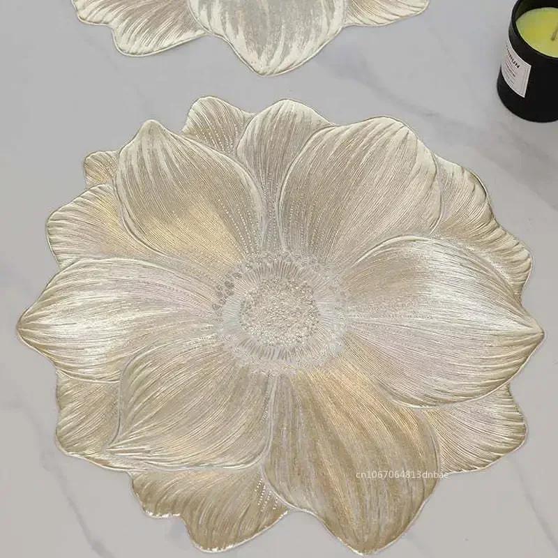 Ny Lotusformet Varmebestandig Blomsterplassmatte Dekorativ Vaskbar Bordbrikke Underlegg for Hjemmefest Bryllupsdekorasjon