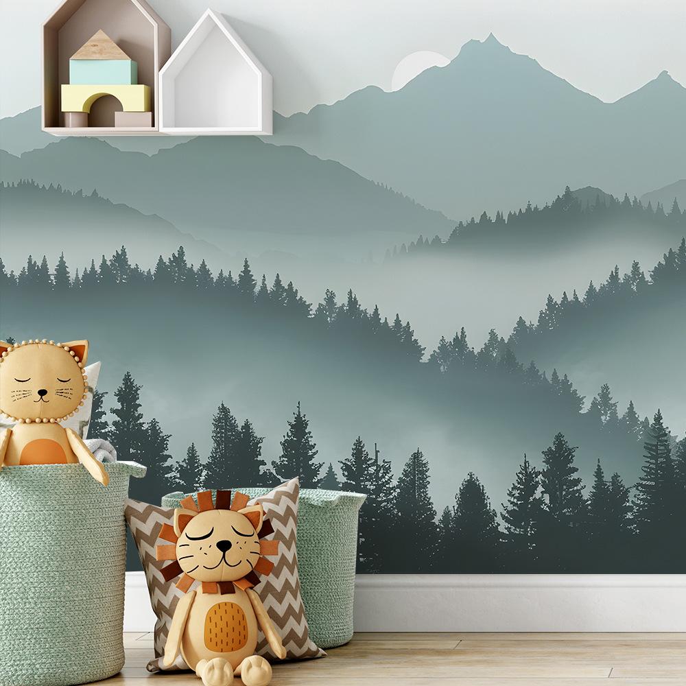 Fun-L037 Misty Forest Bedroom Living Room Home Background Wall Landscaping Decorative Wall Stickers