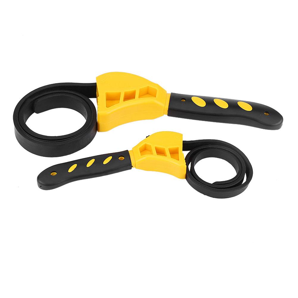 2pcs Multi Functional Rubber Strap Oil Filter Wrench Adjustable Spanner Bottle Opener Tool