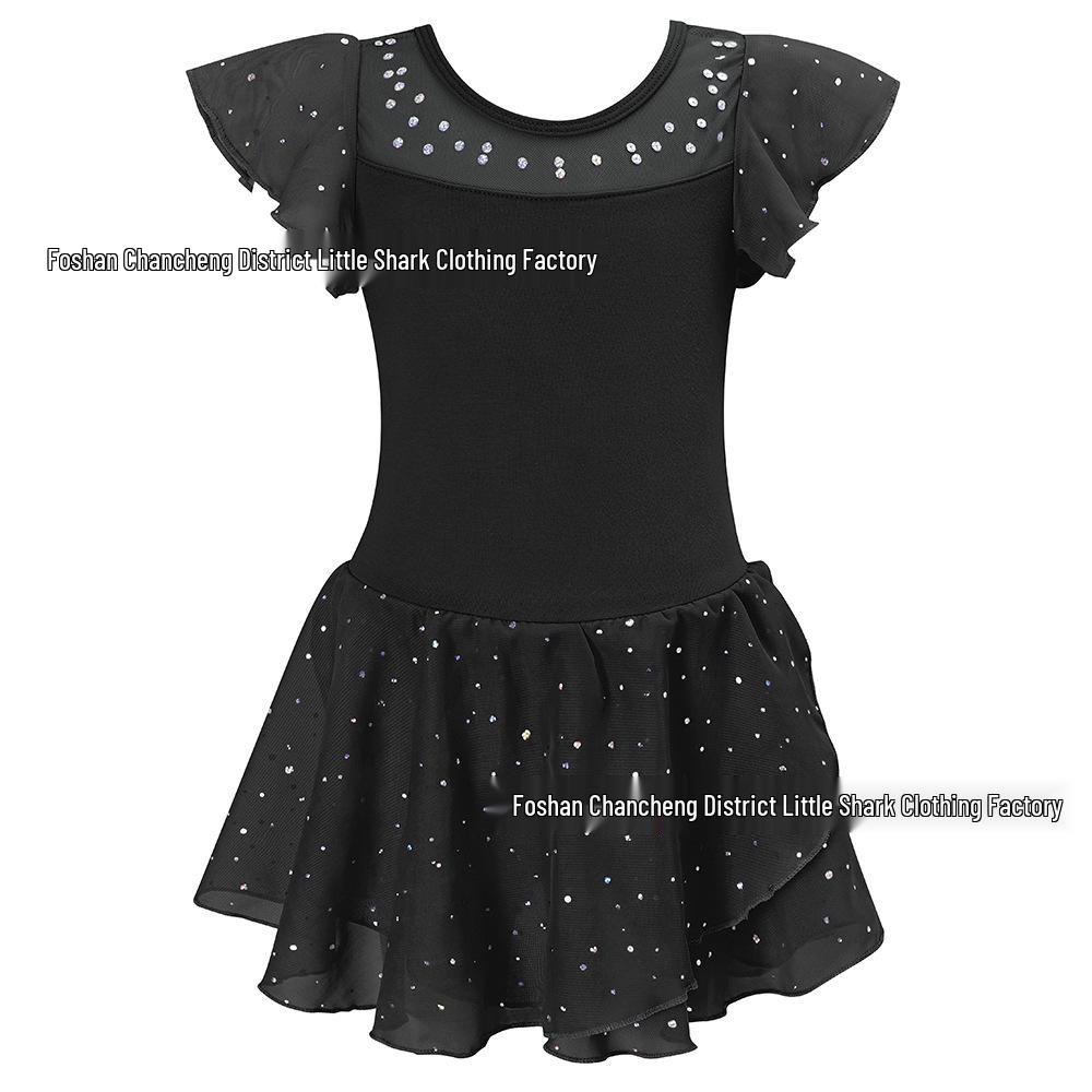 Girls' Cotton Ballet Dress - Short-Sleeved Sequin Skirt for Spring & Summer Dance
