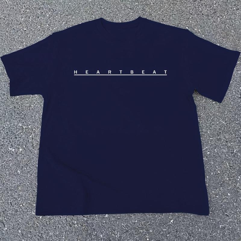 

Heartbeat Minimal Text Print T-Shirt Breathable Cool, Comfortable Wear,Daily Casua XXL белый