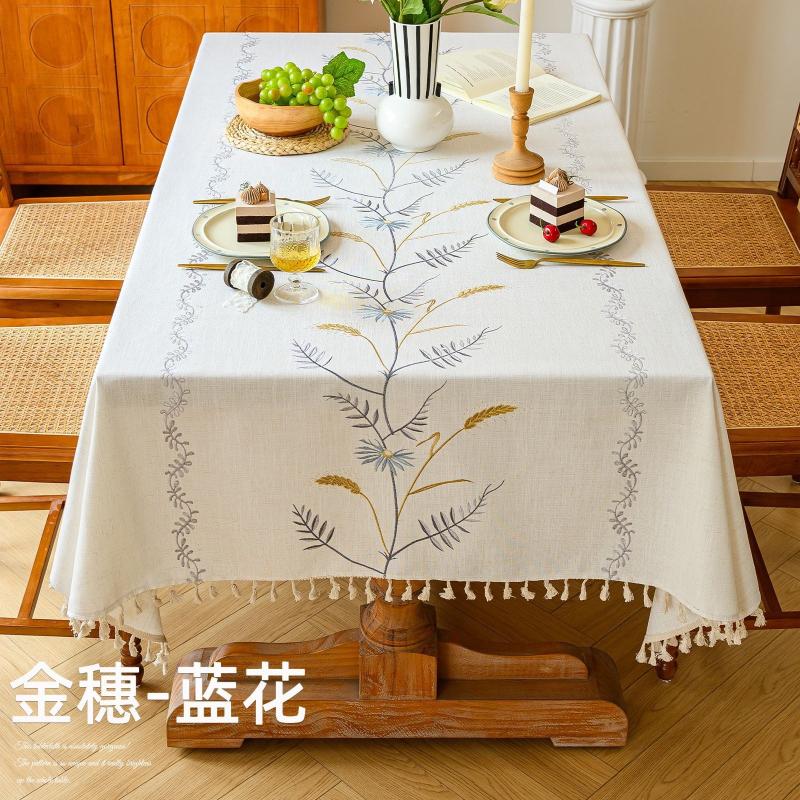 French Light Luxury Embroidered Tablecloth Diningroom Household Dust-proof for Dining Table Coffee Table High-end Cover Cloth