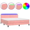 Sommier à lattes avec matelas - LED Rose - 160x200 cm - 2 places - Velours doux