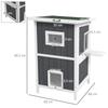 Outdoor Wooden Cat House On 2 Levels with Asphalt Roof and 4 Doors, 60x60x90.5cm, Grey