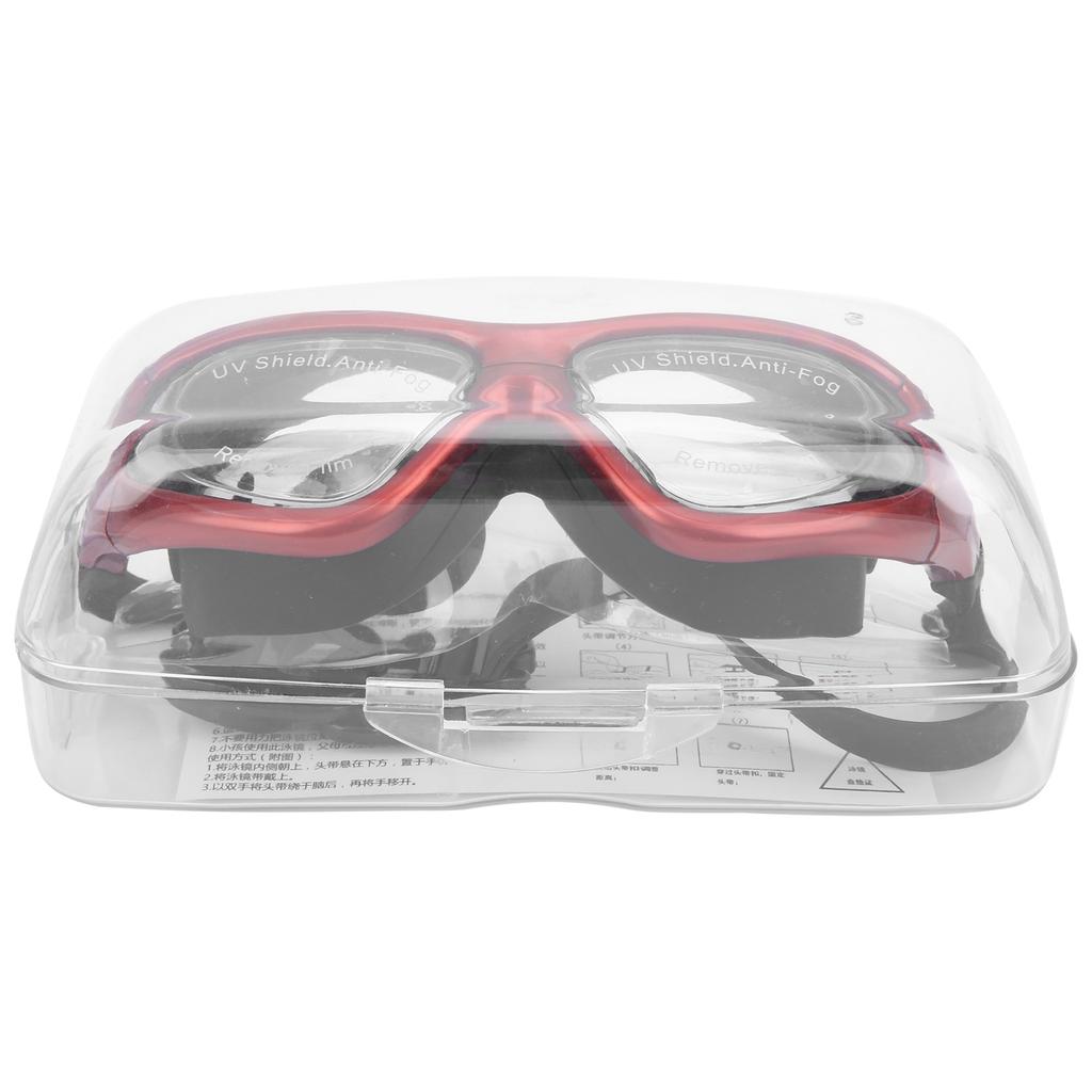 Adult Swimming Goggles AntiFog Lens UV Protection No Leaking Electroplating Swim Glasses(Red )