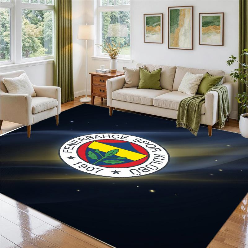 Fenerbahçe FC Design Crystal Velvet Rug Soft Decorative Mat for Bedroom Entrance