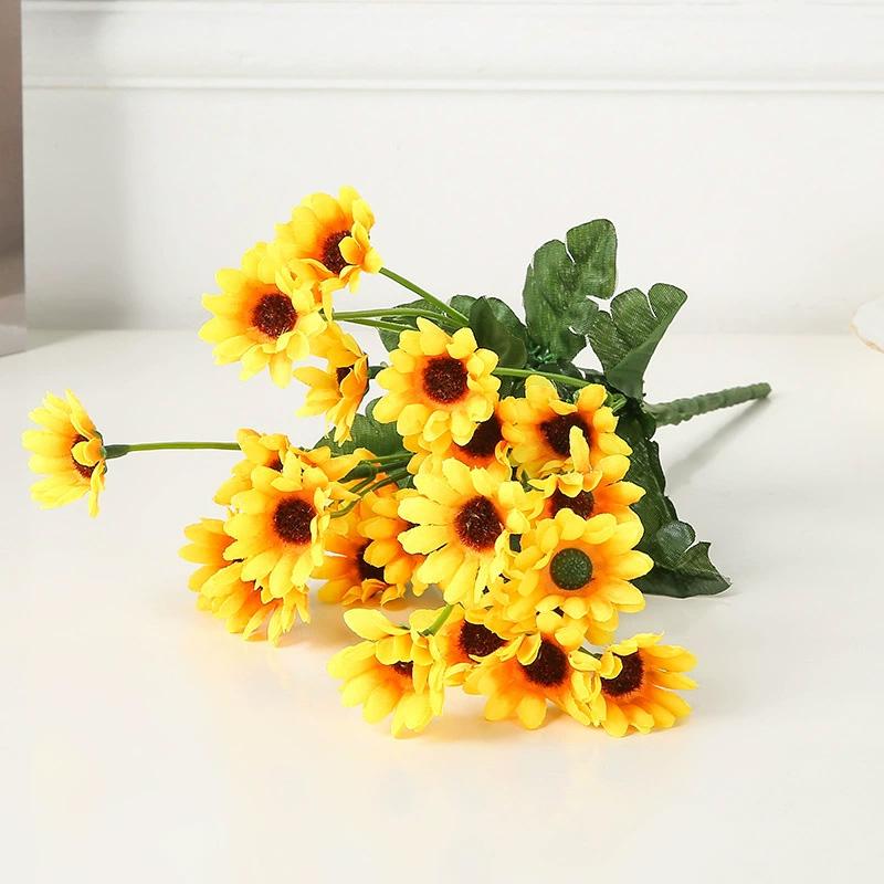 1 Bunch Silk Sunflower Realistic Artificial Flowers Bouquet Home Decor Fake Flowers Wedding Bouquet 24 Sunflower
