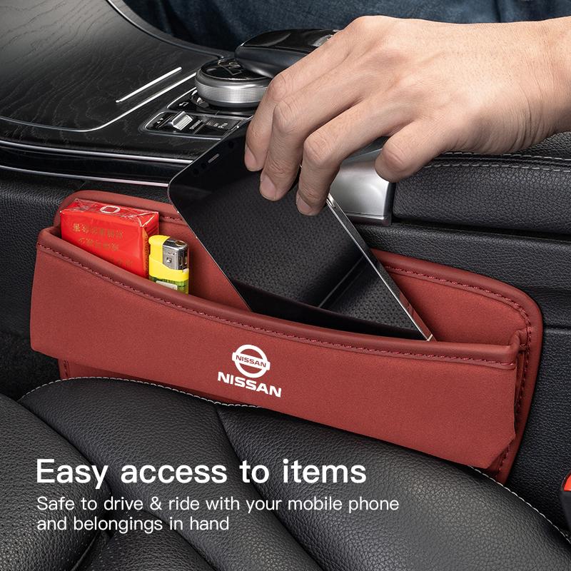 Suede Car Seat Gap Filler Organizer Box Side Storage Bag For Nissan Sylphy N7 Teana Qashqai Note J10 J11 Navara Juke GTR Patrol