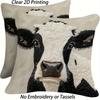 Rustic Farmhouse Cow Pillow Covers Set Of 2 Faux Embroidery 2D Print Soft Linen Feel For Sofa Bed Living Room Country Decor