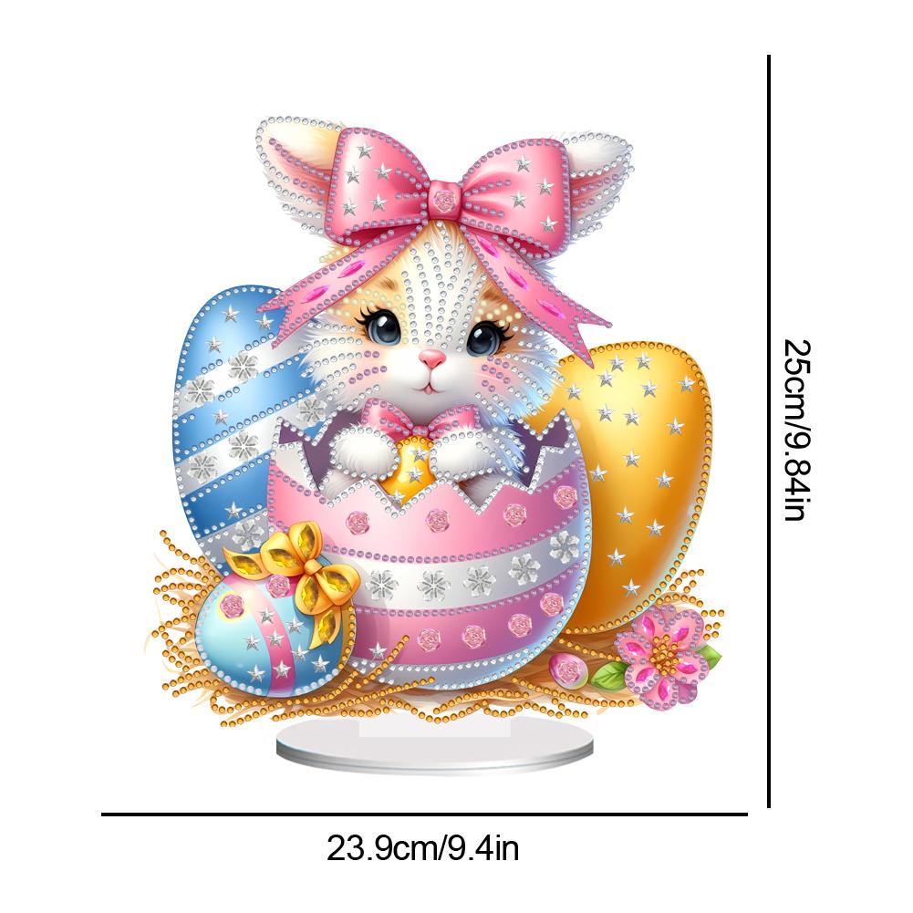 2D Flat Print Easter Bunny Egg DIY Double-Sided Printed Single-Side Drill 5D DIY Diamond Art Tabletop Decor for Adults Beginner