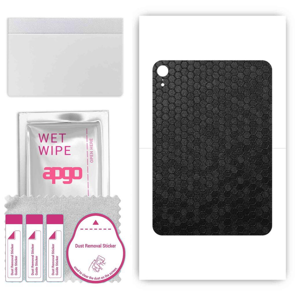 apgo Skin Sticker Film Foil Vinyl for the BACK Compatible with Apple iPad Mini (2021), Scratch-resistant, Easy To Install - Black Honeycomb