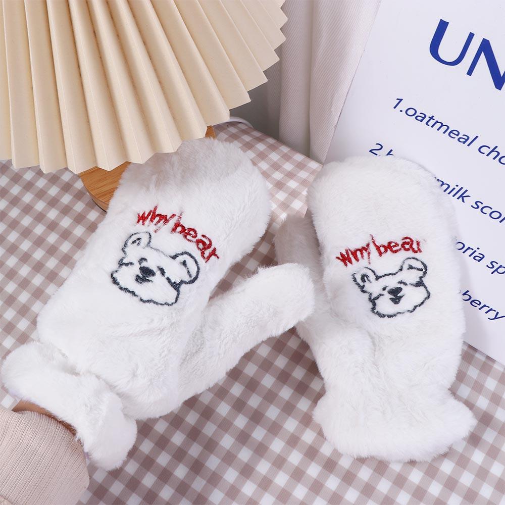 Süße Winter Mädchen Cartoon Frauen Vollfinger Bärenhandschuhe Warme Fäustlinge Plüschhandschuhe