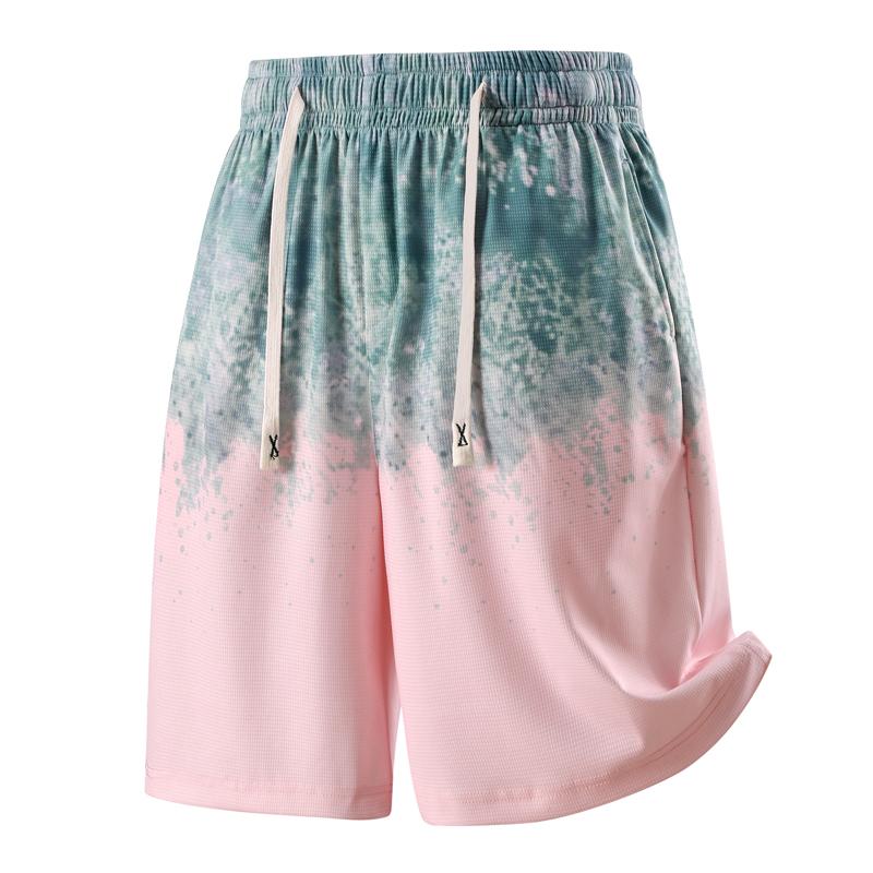 Men's Plus Size Tie-Dye Gradient 2-Piece Set, Waffle Knit Tank Top & Shorts (5XL-11XL)