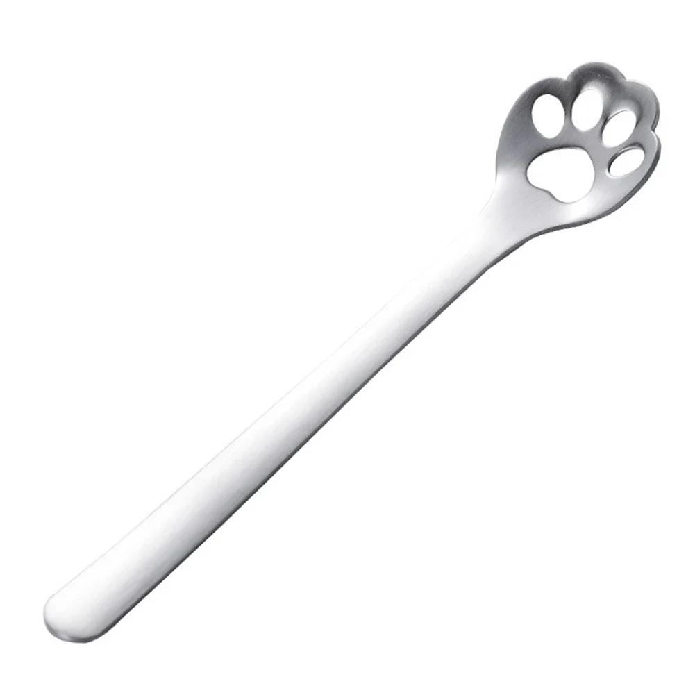 1PC Creative Cute Cat Claw 304 Stainless Steel Spoon Hollow for Ice Cream Coffee Tea Dessert Spoon Kitchen Tableware Accessories