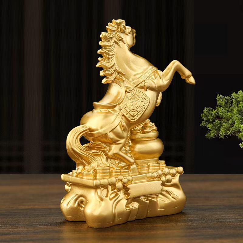 Golden Horse Figurine: Symbol of Wealth & Success - Ideal for Ceremonies, Entrances, Zodiac, Moving, or Living Room and Office Decoration.