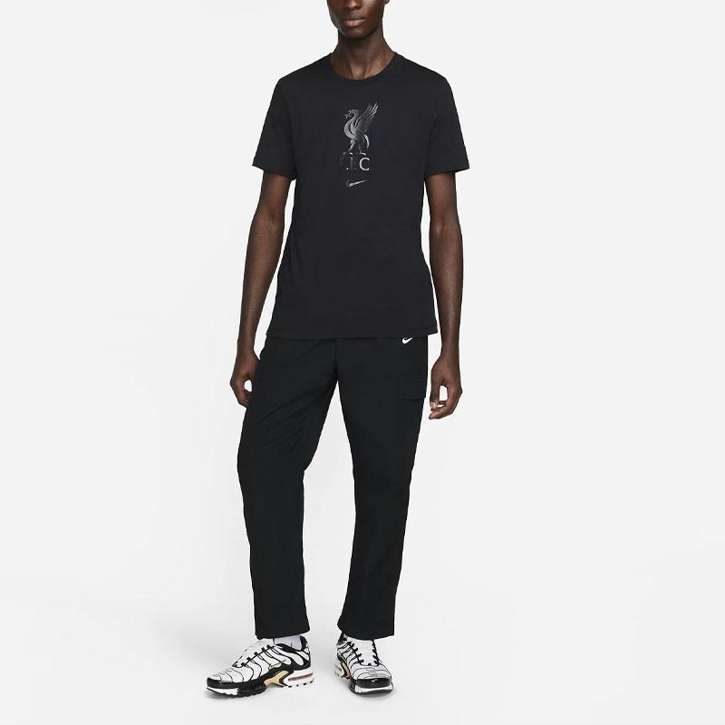 Nike Liverpool FC Graphic Print Crew Neck Casual Short Sleeve T-Shirt Men Tops Black DM3482-013