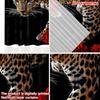 2pcs Leopard with Red Roses Curtains Digital Printing   Wild Animal Floral Pattern On Black Background for Bold Living Room Decor