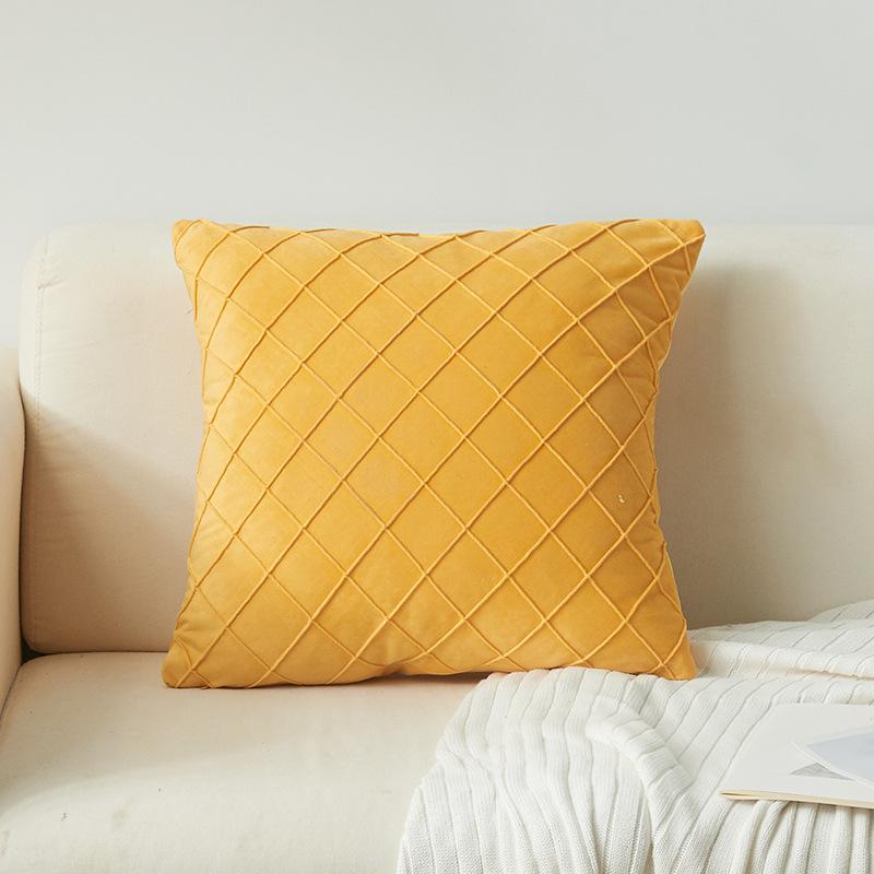 New Dutch Velvet European Style Model House Plaid Embroidered Diamond Pattern Pillowcase Fashionable Ins Style Pillowcase