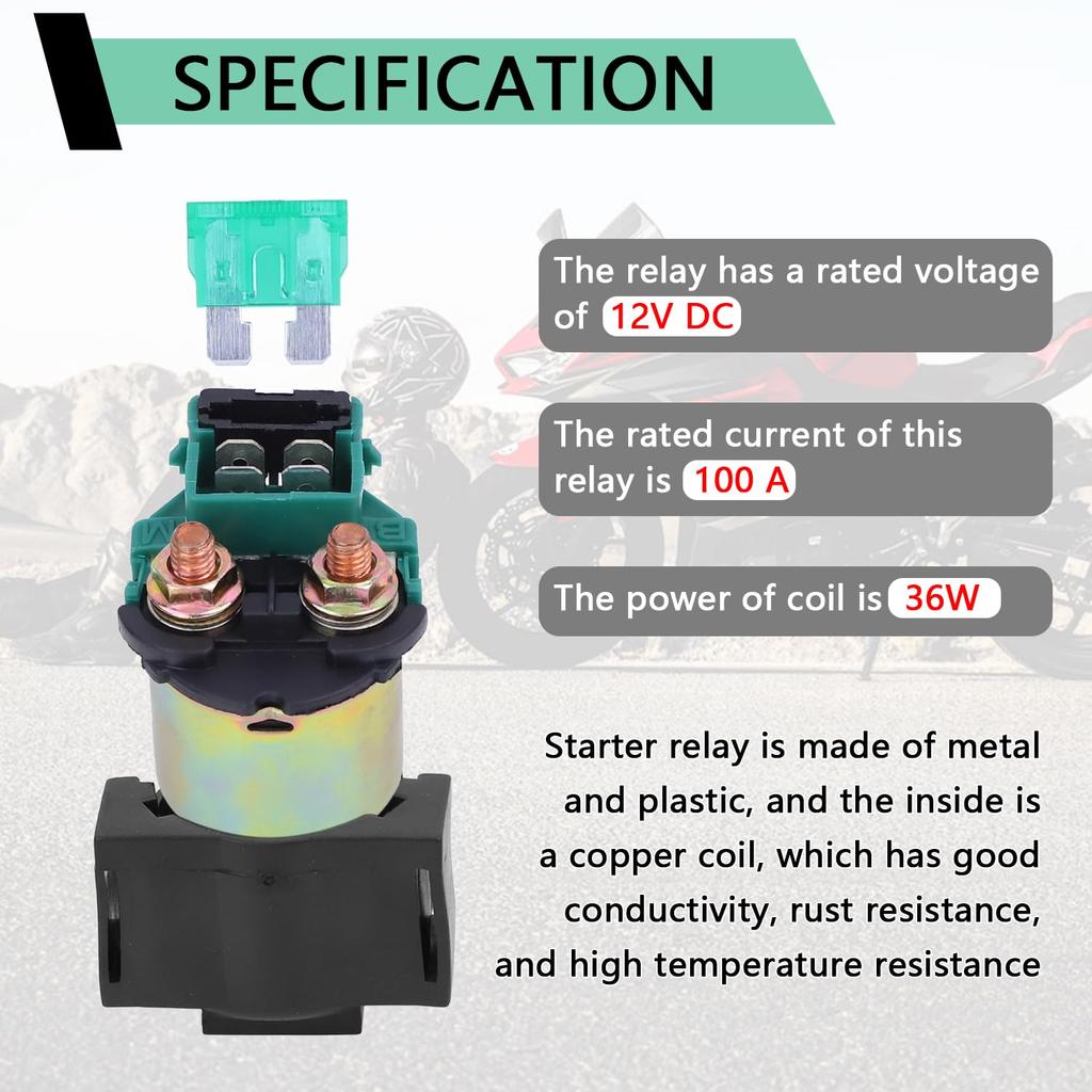 Starter Solenoid Relay, Compatible With 1988-2002 Kawasaki Bayou 220 KLF220 2003-2010 Bayou 250 KLF250 1993-1996 KLX650 1996-2005 Vulcan 800 2000