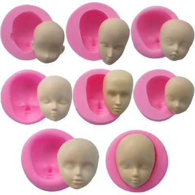3D Doll Head Baby Face Silicone Cake Molds Model Handmade Soap Clay Plaster Mold Fondant Chocolate Gummy Biscuit Sugar Craft Mould DIY Cake