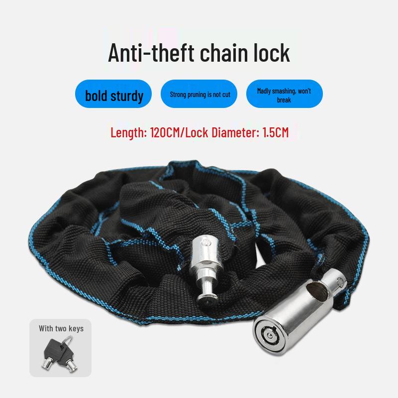 Anti-Theft Bicycle & Motorcycle Chain Lock for Mountain Bikes, Scooters, and Battery Cars.