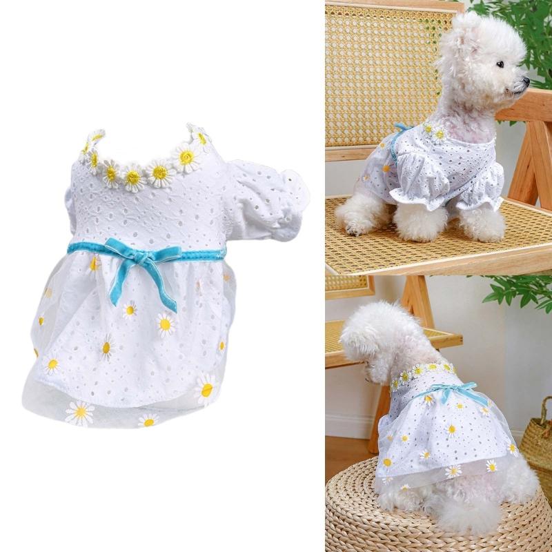 Cats Outfits for Cats Only Pet Costume Dog Clothes Daisies Dress for Girl Dogs