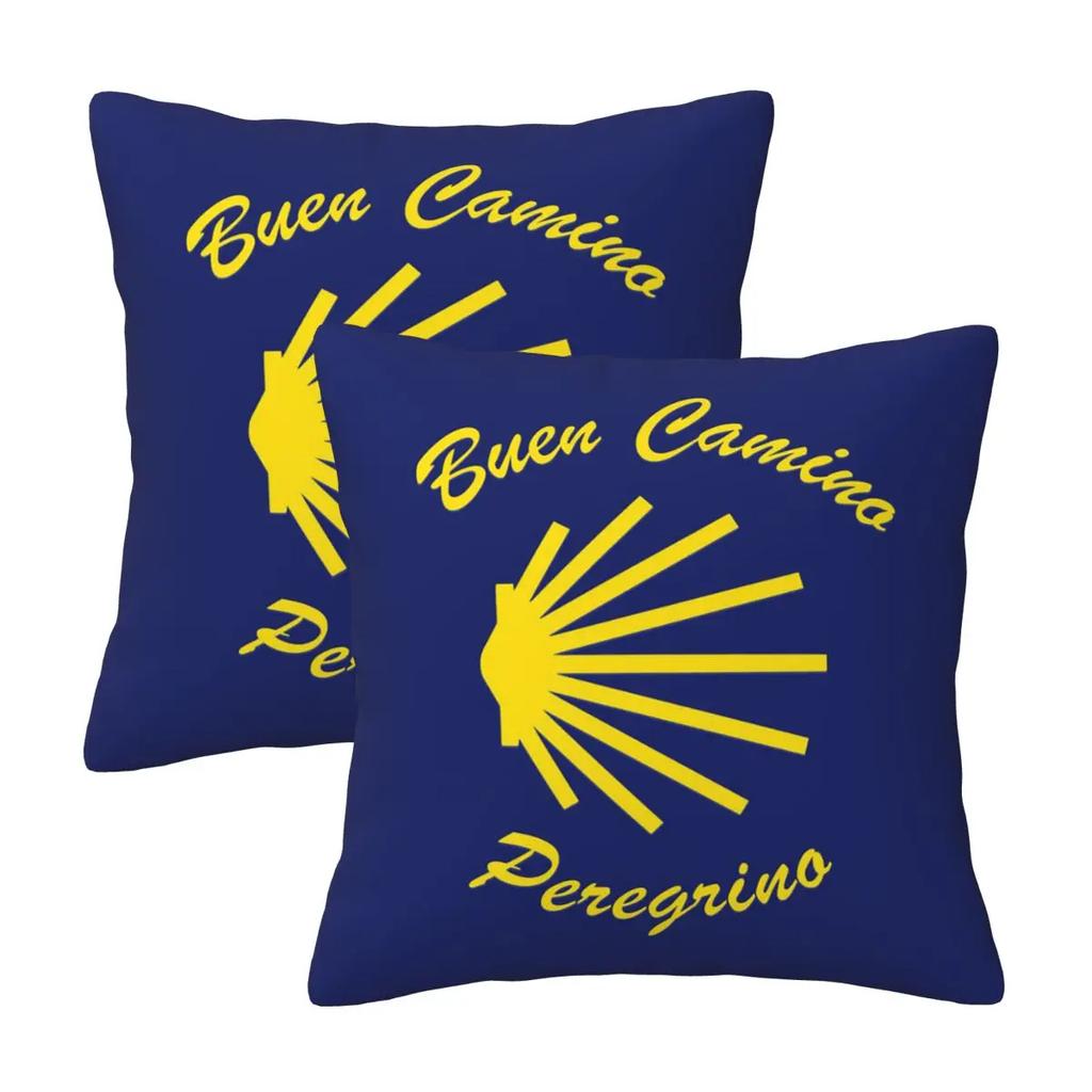 Yellow Camino De Santiago Scallop Shell 2 Pcs Square Pillowcase Pillow Cover Cushion Decor Comfort Throw Pillow For Home Sofa