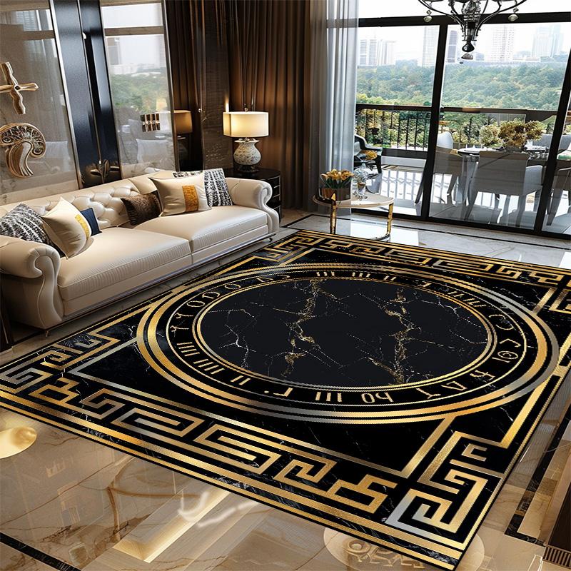 

Черный Роскошный Стиль Ковер для Гостиной Большая Площадь Моющиеся Ковры для Спальни Противоскользящие Декоративные Домашние Коврики для Гостиной Легко Чистить 60*90cm