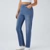Women's Straight Leg Jeans Pull-On High Waisted Cropped Denim Pants Stretchy Ankle Jeans for Daily Wear Outings