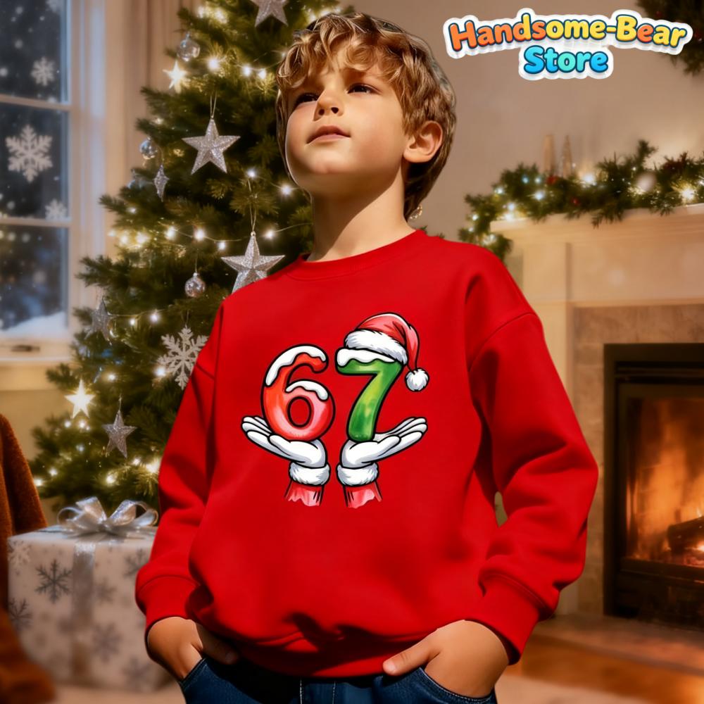 Kinder Herbst Winter Oberteil Weicher Rundhals Hoodie Santa Spruch 6 7 Einzigartig Lässig Feiertagsparty Pullover Sweatshirt Kinderkleidung