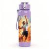 1PC Runner Explosion Silhouette 750ml Color Plastic Sports Water Bottle Leakproof Flip Straw Lid Suitable for Sports Office Home Use