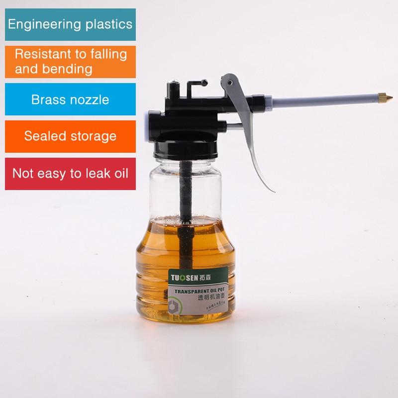 Oiler for Greasing Transparent Oil Can Lubrication High Pressure Pump Oiler Lubricating Oil Plastic Machine 250ml Grease Gun