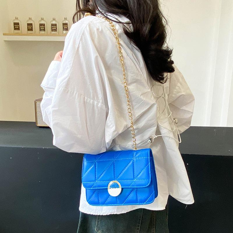 Premium Texture Commuter Chain Small Square Bag Women's Bag Summer New Solid Color Diamond Casual Shoulder Messenger Bag