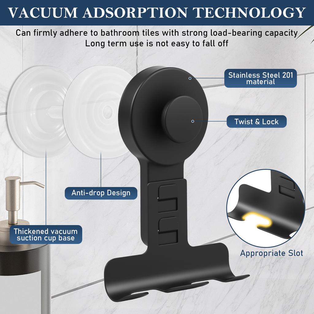 3Pcs Suction Cup Shaver Holder Stainless Steel Wall Mounted Shower Hook No Drilling Bathroom Shaver Holder Reusable Towel Hook