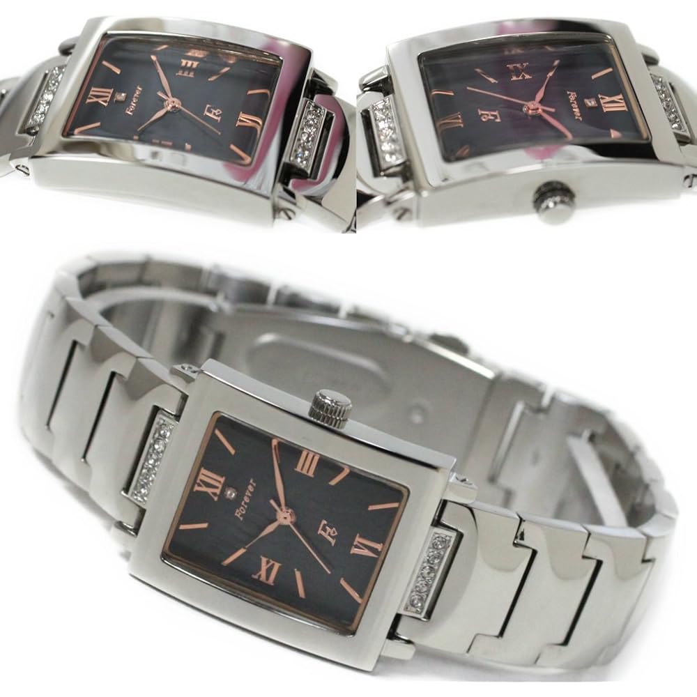 FG-1205-5 Men's and L-1201-1 Women's Crystal Pair Watch Black White Solar Movement 10 ATM Water Resistant