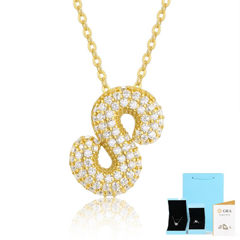 Letter Pendant Necklace 925 Silver Plated 18K Gold Collarbone Chain Fashionable Versatile Moissanite Chain