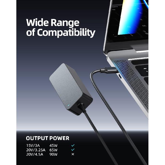 

Зарядное устройство USB C 65 Вт 45 Вт подходит для ноутбука Lenovo IdeaPad Slim 3, (Сертифицировано UL Safety), для IdeaPad 3-16IRU8 3-16IRH8 3-15IRU8 3-15IRH8 3-15IAN8