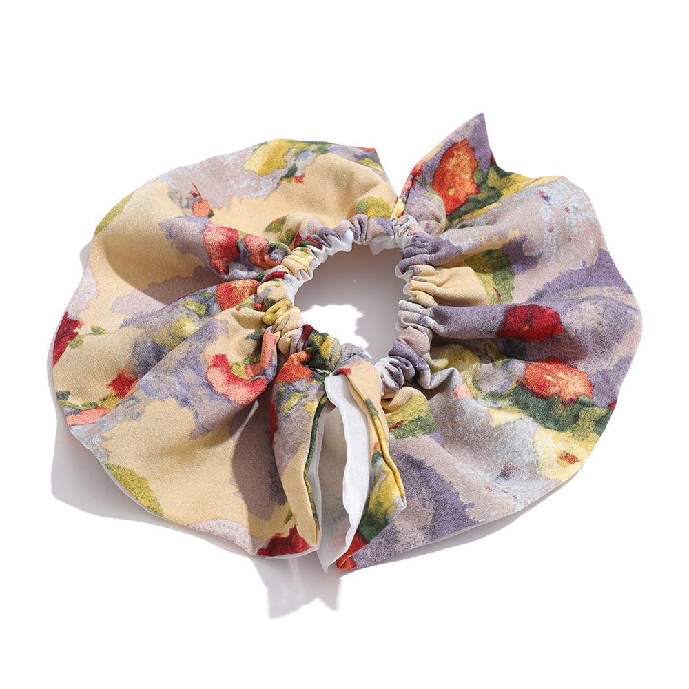 

Yhpup Vintage Oil Painting Flower Large Intestine Hair Bands for Women High-End Slouchy Style Hair Accessories 2025