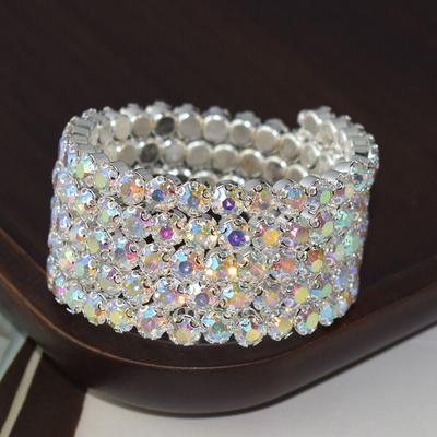 Nova Pulseira de Braço de Strass AB Nupcial Joias de Cristal para Apresentação de Palco